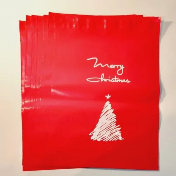 30 Poly Mailers/shipping Bags/ 30 Thank you Stickers - Merry Xmas & plain white - Picture 1 of 3